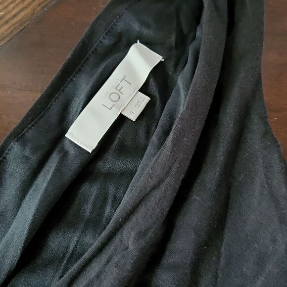 Loft -717 cross front and back black‎ dress faux wrap Women's Small - Picture 4 of 8